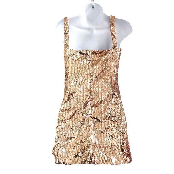 Boohoo square neck sequin good mini dress, Size P4, New with tag, - Picture 3 of 11